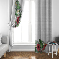 Hawaii Tropical Flowers and Leaves Window Curtain Tapa Pattern White Mode LT03 - Polynesian Pride