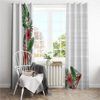 Hawaii Tropical Flowers and Leaves Window Curtain Tapa Pattern White Mode LT03 - Polynesian Pride