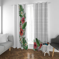 Hawaii Tropical Flowers and Leaves Window Curtain Tapa Pattern White Mode LT03 With Grommets White - Polynesian Pride