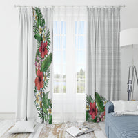 Hawaii Tropical Flowers and Leaves Window Curtain Tapa Pattern White Mode LT03 - Polynesian Pride