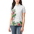 Hawaii Tropical Flowers and Leaves Women Polo Shirt Tapa Pattern White Mode