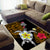 Hawaii Turtle and Tropical Flower Area Rug Polynesian Pattern