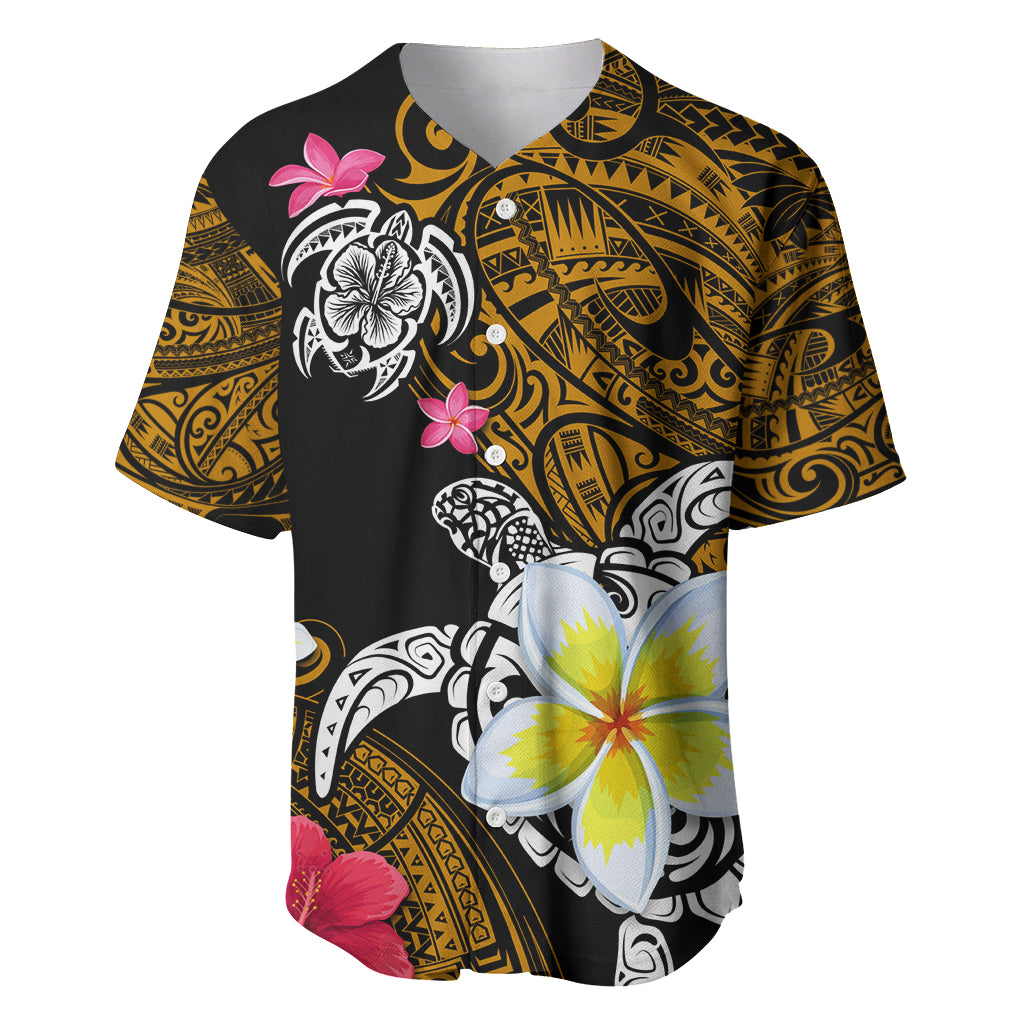 Hawaii Turtle and Tropical Flower Baseball Jersey Polynesian Pattern