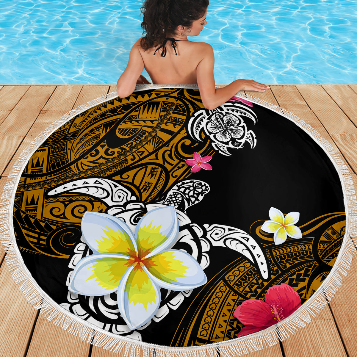 Hawaii Turtle and Tropical Flower Beach Blanket Polynesian Pattern LT03 - Polynesian Pride