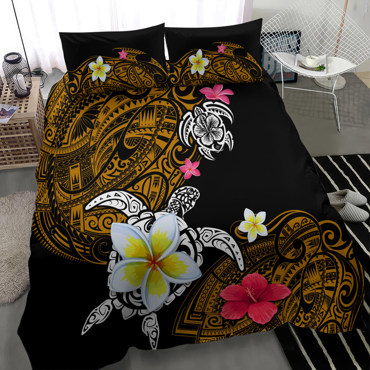 Hawaii Turtle and Tropical Flower Bedding Set Polynesian Pattern LT03 - Polynesian Pride