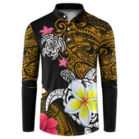 Hawaii Turtle and Tropical Flower Button Sweatshirt Polynesian Pattern LT03 Black - Polynesian Pride