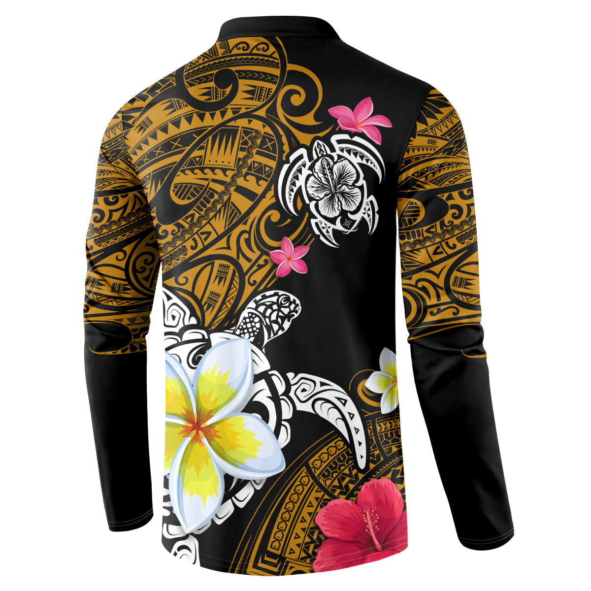Hawaii Turtle and Tropical Flower Button Sweatshirt Polynesian Pattern LT03 - Polynesian Pride