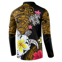 Hawaii Turtle and Tropical Flower Button Sweatshirt Polynesian Pattern LT03 - Polynesian Pride
