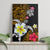 Hawaii Turtle and Tropical Flower Canvas Wall Art Polynesian Pattern