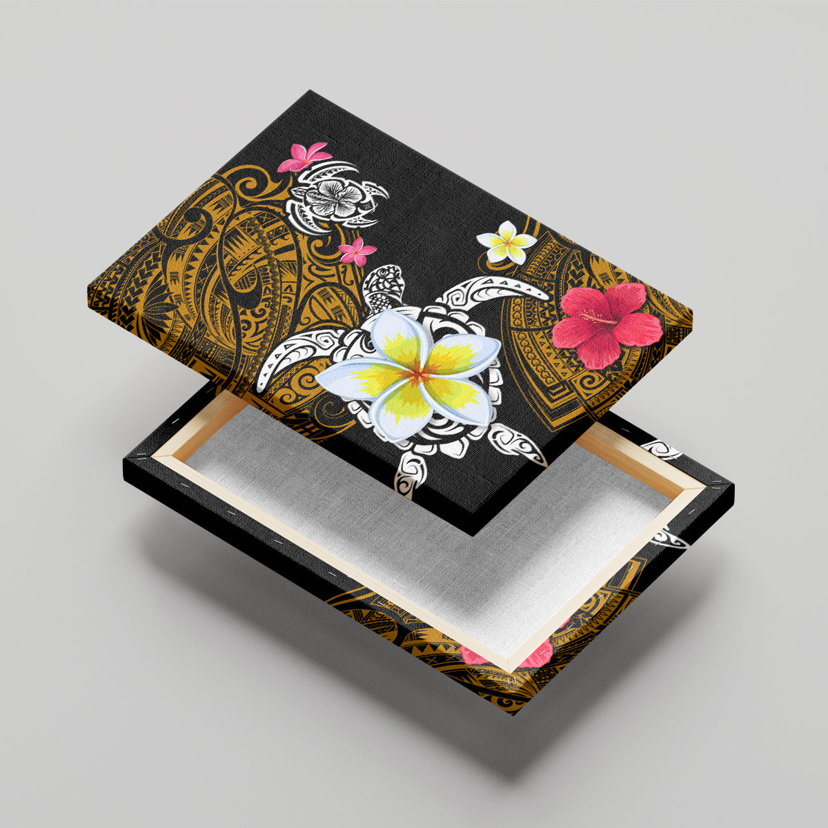 Hawaii Turtle and Tropical Flower Canvas Wall Art Polynesian Pattern LT03 - Polynesian Pride