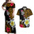 Hawaii Turtle and Tropical Flower Couples Matching Off Shoulder Maxi Dress and Hawaiian Shirt Polynesian Pattern