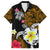 Hawaii Turtle and Tropical Flower Family Matching Long Sleeve Bodycon Dress and Hawaiian Shirt Polynesian Pattern