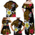 Hawaii Turtle and Tropical Flower Family Matching Off Shoulder Maxi Dress and Hawaiian Shirt Polynesian Pattern