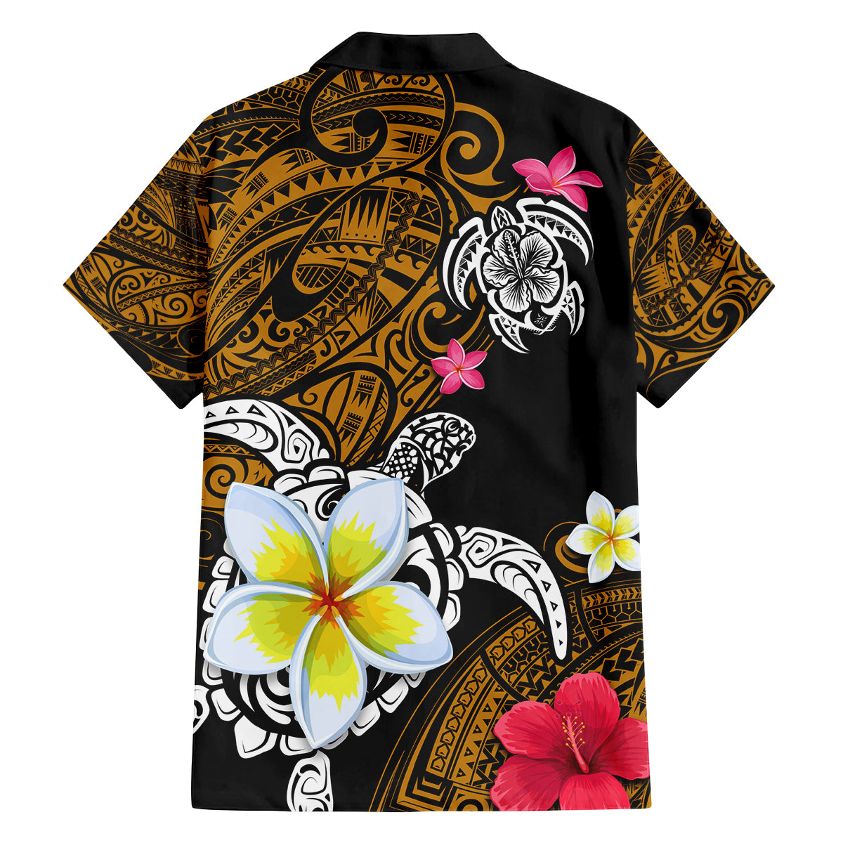 Hawaii Turtle and Tropical Flower Family Matching Off Shoulder Maxi Dress and Hawaiian Shirt Polynesian Pattern