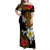 Hawaii Turtle and Tropical Flower Family Matching Off Shoulder Maxi Dress and Hawaiian Shirt Polynesian Pattern