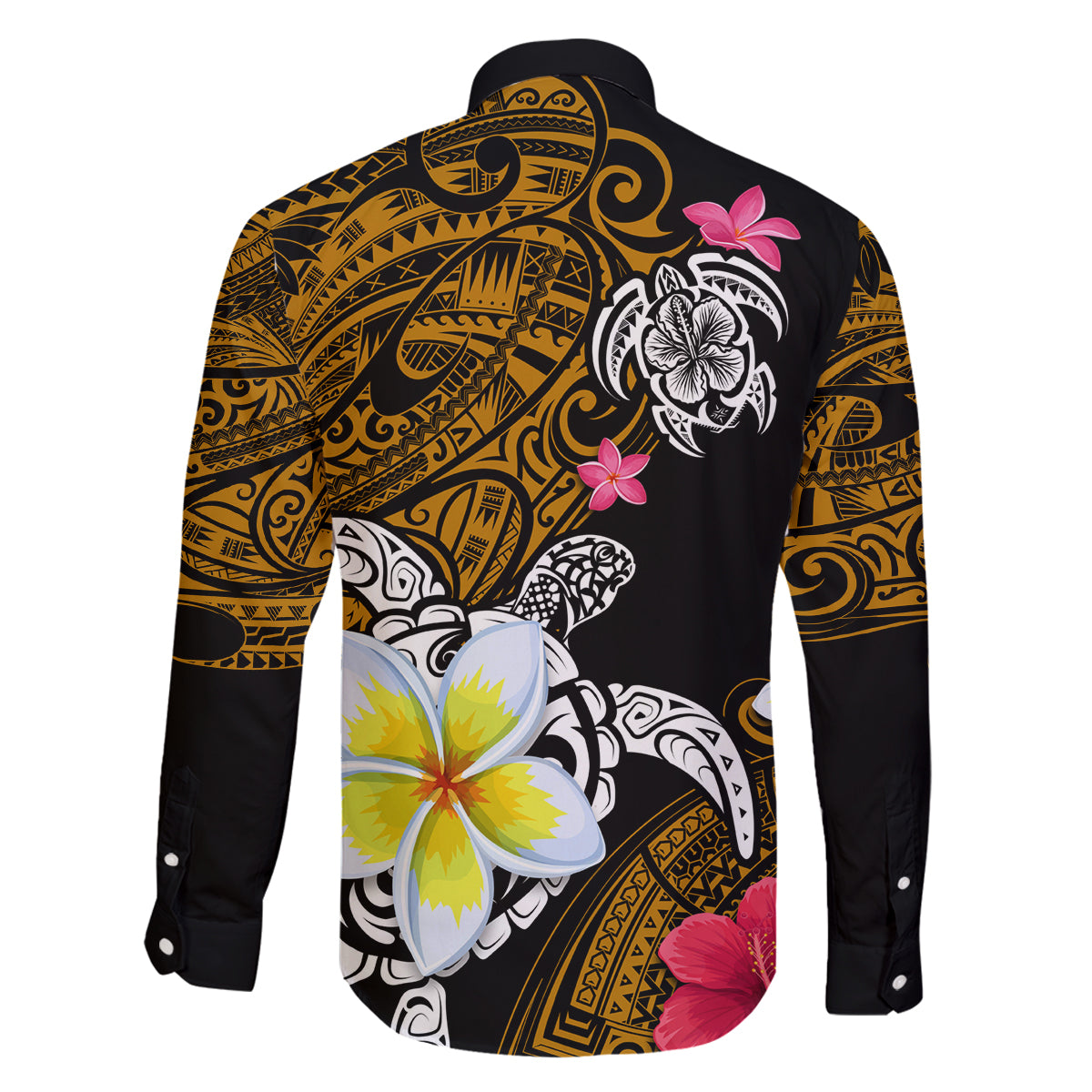 Hawaii Turtle and Tropical Flower Family Matching Off Shoulder Short Dress and Hawaiian Shirt Polynesian Pattern LT03 - Polynesian Pride