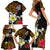 Hawaii Turtle and Tropical Flower Family Matching Short Sleeve Bodycon Dress and Hawaiian Shirt Polynesian Pattern