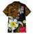 Hawaii Turtle and Tropical Flower Family Matching Short Sleeve Bodycon Dress and Hawaiian Shirt Polynesian Pattern