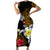 Hawaii Turtle and Tropical Flower Family Matching Short Sleeve Bodycon Dress and Hawaiian Shirt Polynesian Pattern