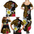 Hawaii Turtle and Tropical Flower Family Matching Summer Maxi Dress and Hawaiian Shirt Polynesian Pattern