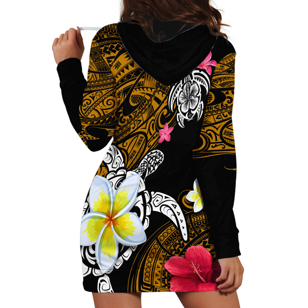 Hawaii Turtle and Tropical Flower Hoodie Dress Polynesian Pattern LT03 - Polynesian Pride