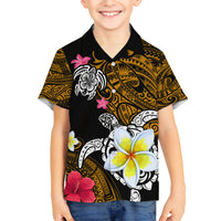 Hawaii Turtle and Tropical Flower Kid Hawaiian Shirt Polynesian Pattern