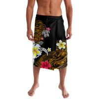 Hawaii Turtle and Tropical Flower Lavalava Polynesian Pattern LT03 Black - Polynesian Pride