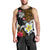 Hawaii Turtle and Tropical Flower Men Tank Top Polynesian Pattern