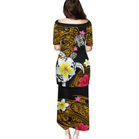 Hawaii Turtle and Tropical Flower Puletasi Polynesian Pattern