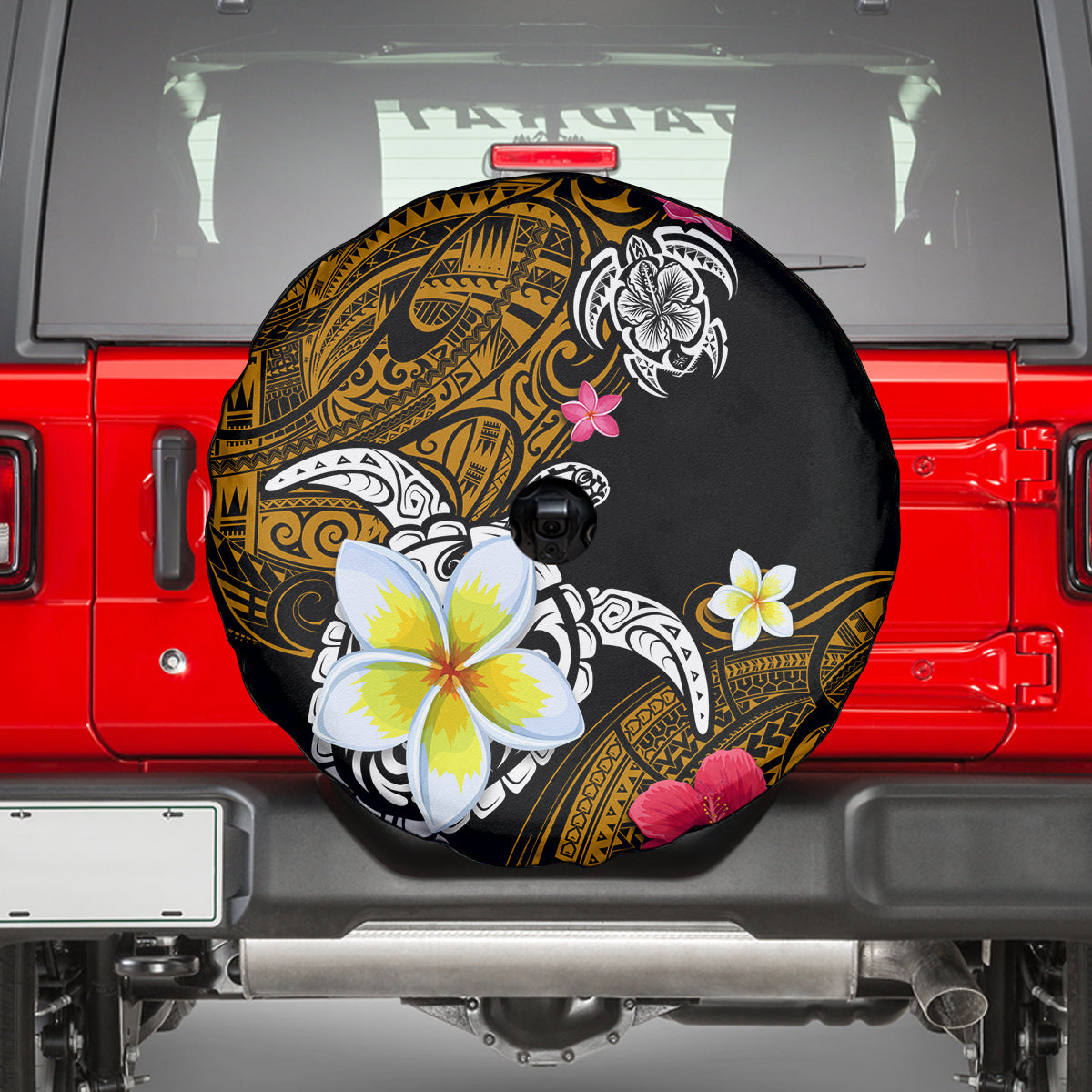 Hawaii Turtle and Tropical Flower Spare Tire Cover Polynesian Pattern LT03 - Polynesian Pride