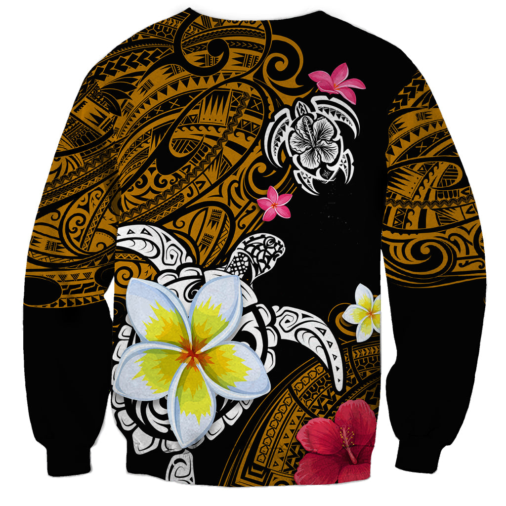 Hawaii Turtle and Tropical Flower Sweatshirt Polynesian Pattern LT03 - Polynesian Pride