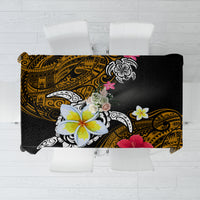 Hawaii Turtle and Tropical Flower Tablecloth Polynesian Pattern LT03 Black - Polynesian Pride