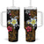 Hawaii Turtle and Tropical Flower Tumbler With Handle Polynesian Pattern