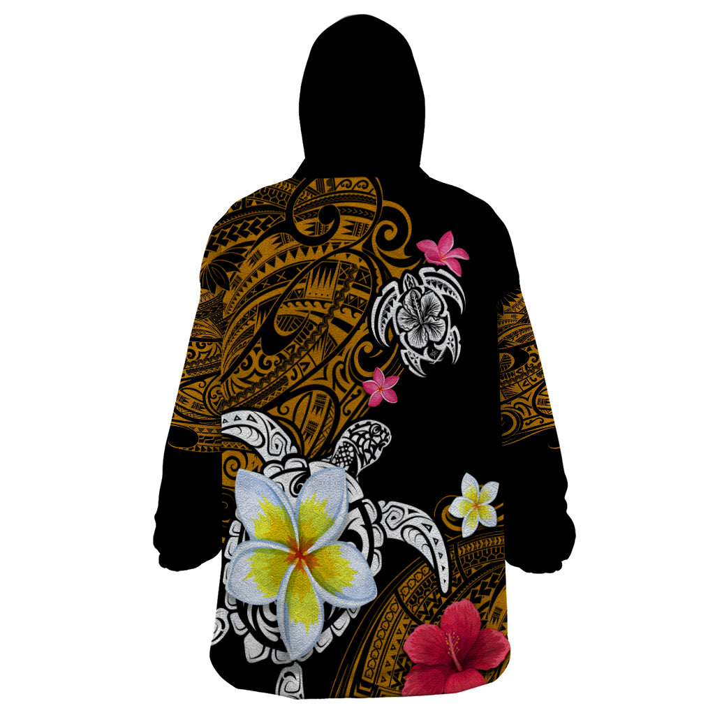 Hawaii Turtle and Tropical Flower Wearable Blanket Hoodie Polynesian Pattern LT03 - Polynesian Pride