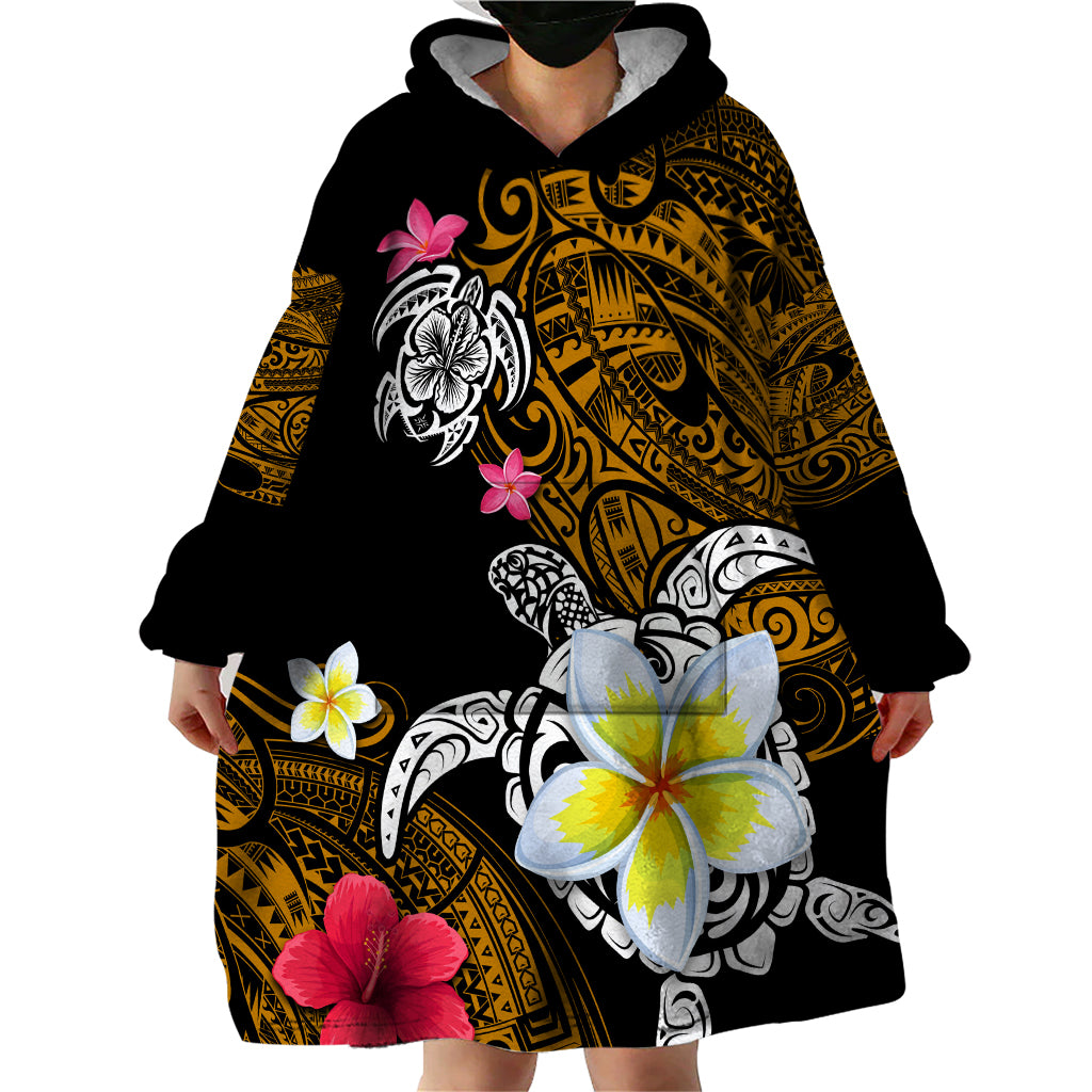 Hawaii Turtle and Tropical Flower Wearable Blanket Hoodie Polynesian Pattern LT03 - Polynesian Pride