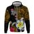 Hawaii Turtle and Tropical Flower Zip Hoodie Polynesian Pattern