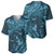 Hawaiian Manta Ray and Polynesian Tribal Tattoo Baseball Jersey Turquoise Color LT03