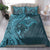 Hawaiian Manta Ray and Polynesian Tribal Tattoo Bedding Set Turquoise Color LT03