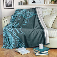 Hawaiian Manta Ray and Polynesian Tribal Tattoo Blanket Turquoise Color LT03 Turquoise - Polynesian Pride