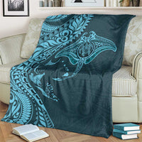 Hawaiian Manta Ray and Polynesian Tribal Tattoo Blanket Turquoise Color LT03 - Polynesian Pride
