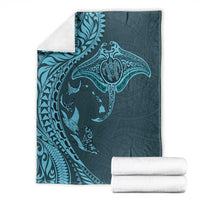Hawaiian Manta Ray and Polynesian Tribal Tattoo Blanket Turquoise Color LT03 - Polynesian Pride