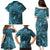 Hawaiian Manta Ray and Polynesian Tribal Tattoo Family Matching Puletasi and Hawaiian Shirt Turquoise Color LT03