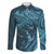 Hawaiian Manta Ray and Polynesian Tribal Tattoo Family Matching Puletasi and Hawaiian Shirt Turquoise Color LT03