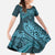 Hawaiian Manta Ray and Polynesian Tribal Tattoo Family Matching Summer Maxi Dress and Hawaiian Shirt Turquoise Color LT03