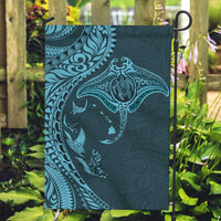 Hawaiian Manta Ray and Polynesian Tribal Tattoo Garden Flag Turquoise Color LT03 Garden Flag Turquoise - Polynesian Pride