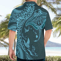 Hawaiian Manta Ray and Polynesian Tribal Tattoo Hawaiian Shirt Turquoise Color LT03 - Polynesian Pride