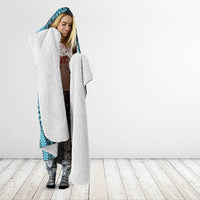 Hawaiian Manta Ray and Polynesian Tribal Tattoo Hooded Blanket Turquoise Color LT03 - Polynesian Pride