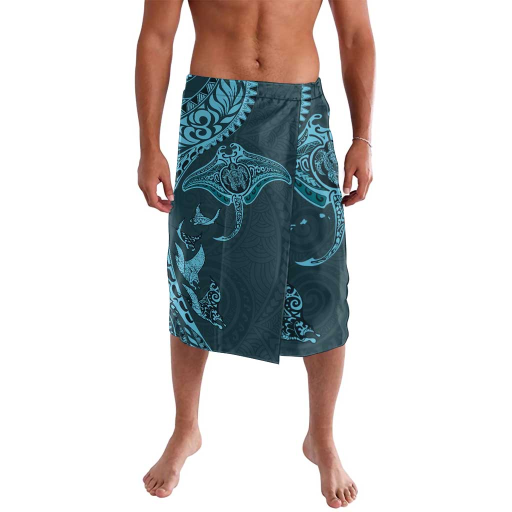 Hawaiian Manta Ray and Polynesian Tribal Tattoo Lavalava Turquoise Color LT03 Turquoise - Polynesian Pride