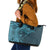 Hawaiian Manta Ray and Polynesian Tribal Tattoo Leather Tote Bag Turquoise Color LT03