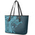 Hawaiian Manta Ray and Polynesian Tribal Tattoo Leather Tote Bag Turquoise Color LT03